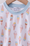 Blue ice cream print bamboo pajama set - Aaria Tees Aaria Tees