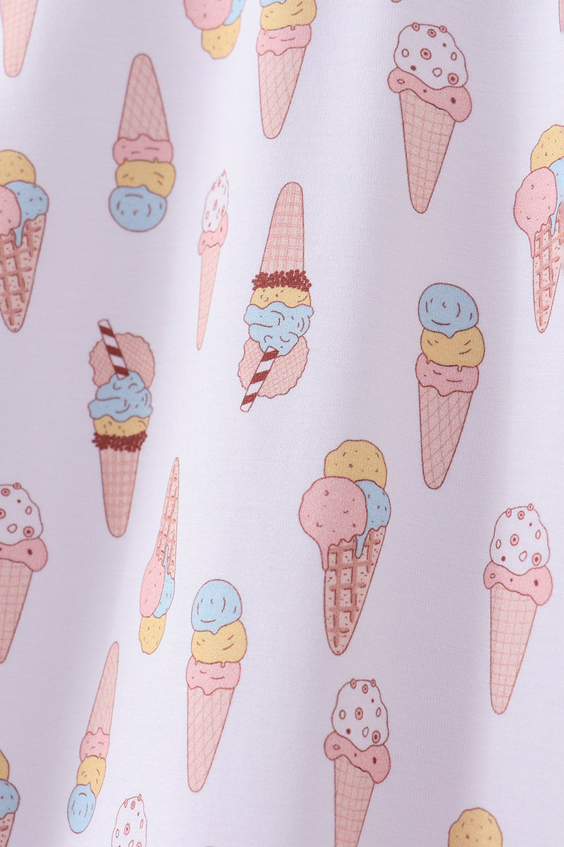 Blue ice cream print bamboo pajama set - Aaria Tees Aaria Tees