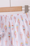 Pink ice cream print bamboo ruffle pajama set - Aaria Tees Aaria Tees