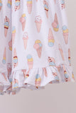 Pink ice cream print bamboo ruffle pajama set - Aaria Tees Aaria Tees