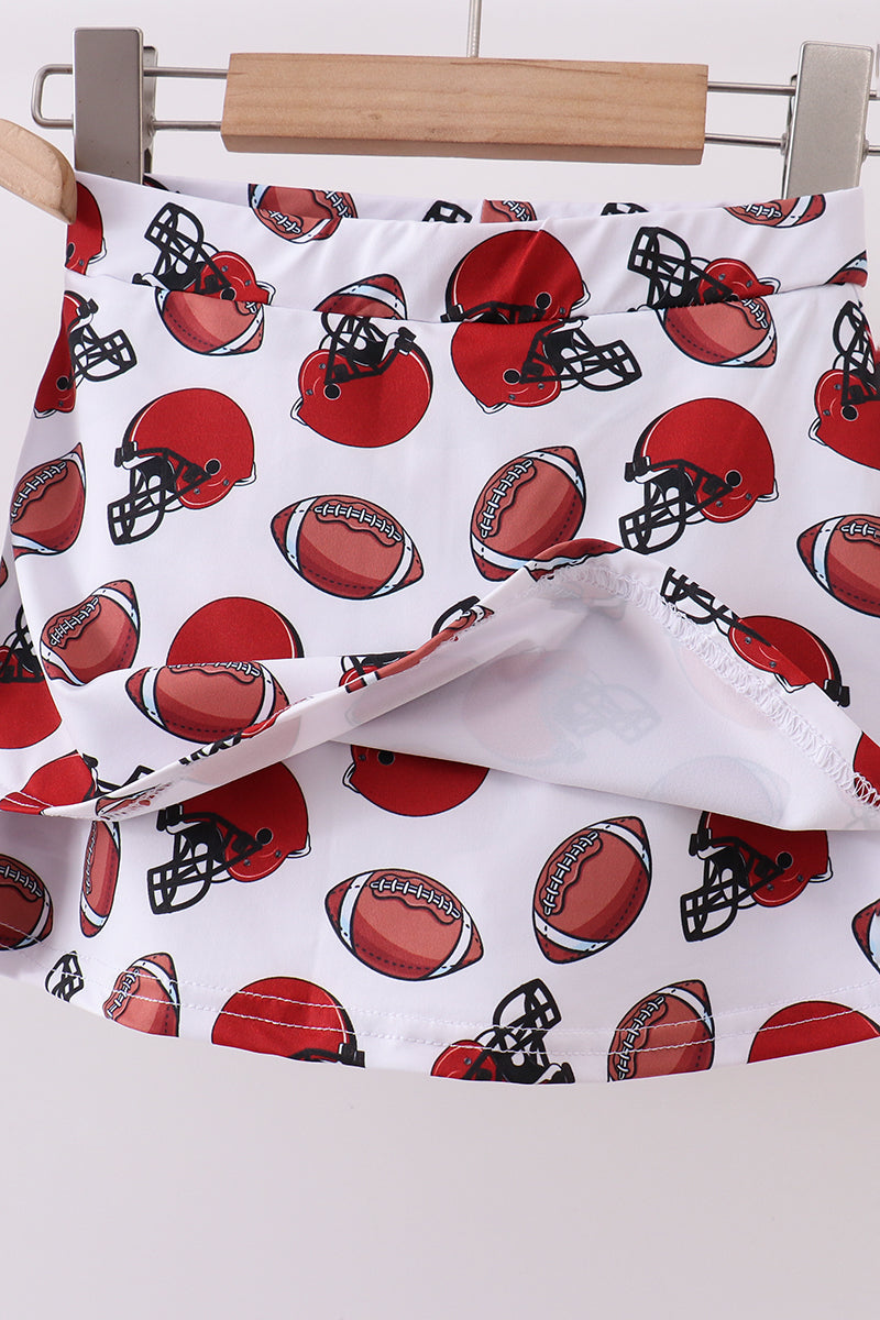 Red active football print skort set - Aaria Tees Aaria Tees