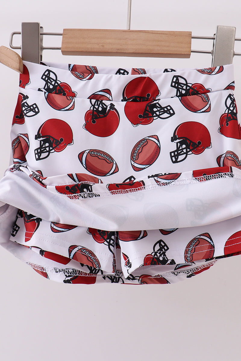 Red active football print skort set - Aaria Tees Aaria Tees
