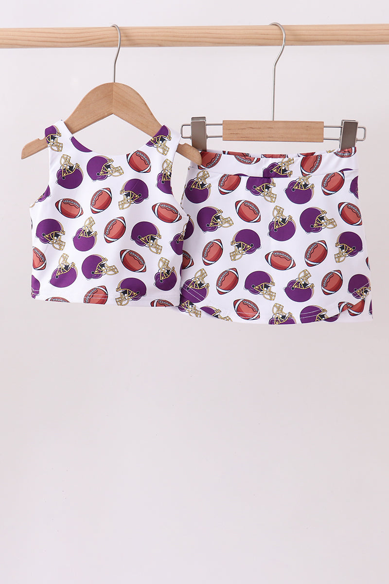 Purple active football print skort set - Aaria Tees Aaria Tees