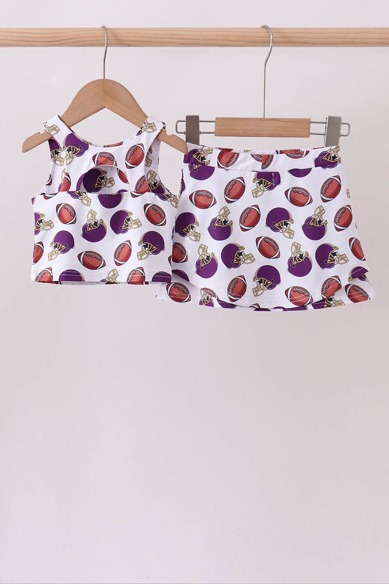 Purple active football print skort set - Aaria Tees Aaria Tees