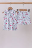 Blue golf bow print 2pc skorts set - Aaria Tees Aaria Tees