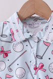 Blue golf bow print 2pc skorts set - Aaria Tees Aaria Tees