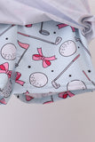 Blue golf bow print 2pc skorts set - Aaria Tees Aaria Tees