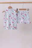 Blue golf bow print 2pc skorts set - Aaria Tees Aaria Tees