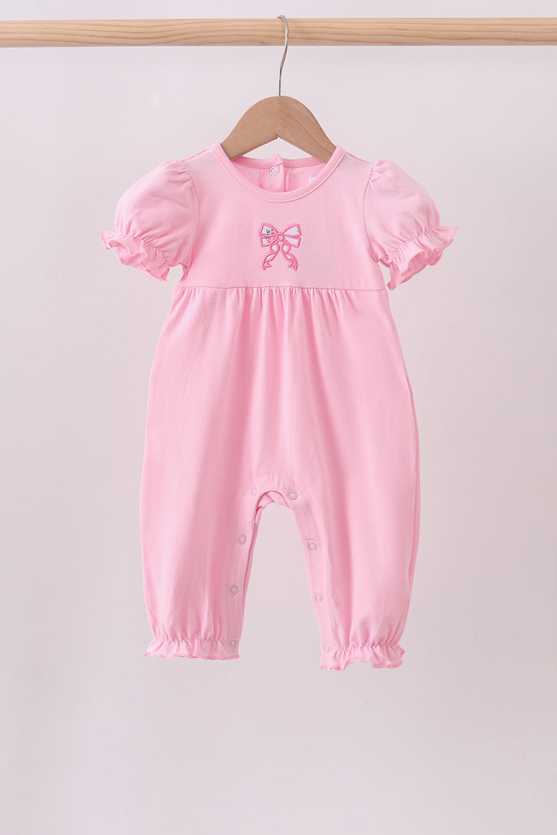 Pink bow applique romper - Aaria Tees