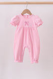 Pink bow applique romper - Aaria Tees Aaria Tees