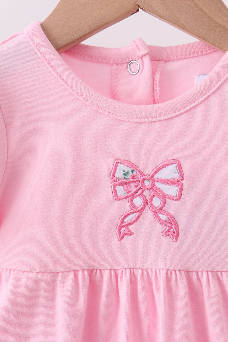 Pink bow applique romper - Aaria Tees Aaria Tees