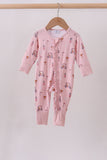 Pink golf cart print bamboo romper - Aaria Tees Aaria Tees