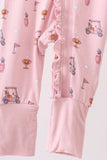 Pink golf cart print bamboo romper - Aaria Tees Aaria Tees