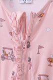 Pink golf cart print bamboo romper - Aaria Tees Aaria Tees