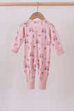 Pink golf cart print bamboo romper - Aaria Tees Aaria Tees