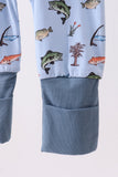 Green fish print bamboo romper - Aaria Tees Aaria Tees