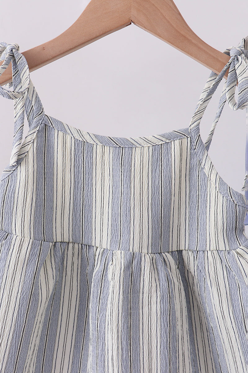 Blue stripe shark embroidery bloomer set - Aaria Tees Aaria Tees