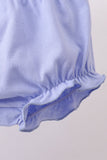 Blue stripe shark embroidery bloomer set - Aaria Tees Aaria Tees