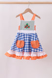 Sage strawberry embroidery ruffle gingham dress - Aaria Tees Aaria Tees