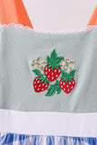 Sage strawberry embroidery ruffle gingham dress - Aaria Tees Aaria Tees