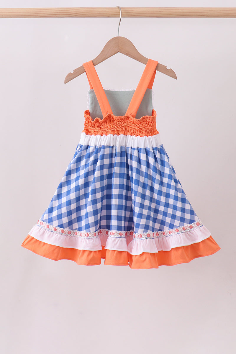 Sage strawberry embroidery ruffle gingham dress - Aaria Tees Aaria Tees
