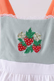 Sage strawberry embroidery ruffle bloomer set - Aaria Tees Aaria Tees