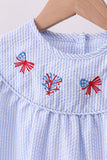 Blue stripe bow fireworks embroidery bloomer set - Aaria Tees Aaria Tees