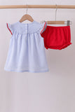 Blue stripe bow fireworks embroidery bloomer set - Aaria Tees Aaria Tees