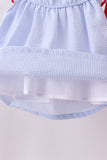 Blue stripe bow fireworks embroidery ruffle shorts set - Aaria Tees Aaria Tees
