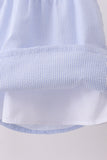 Blue stripe bow fireworks embroidery ruffle dress - Aaria Tees Aaria Tees