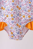 Mustard floral print ruffle rashguard - Aaria Tees Aaria Tees