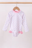 Pink floral print ruffle rashguard - Aaria Tees Aaria Tees