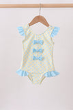 Yellow shell print bow ruffle swimsuit - Aaria Tees Aaria Tees
