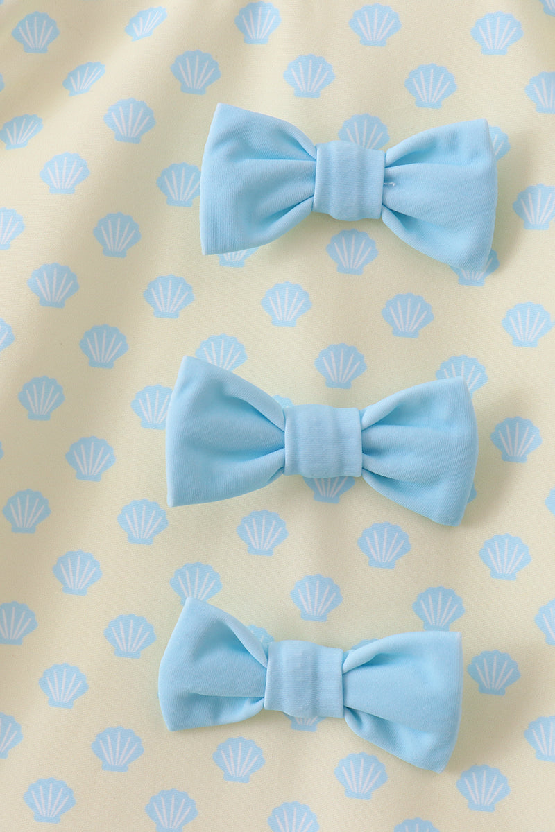 Yellow shell print bow ruffle swimsuit - Aaria Tees Aaria Tees