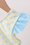 Yellow shell print bow ruffle swimsuit - Aaria Tees Aaria Tees