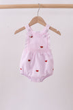 Pink stripe watermelon embroidery seersucker ruffle bubble - Aaria Tees Aaria Tees