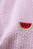 Pink stripe watermelon embroidery seersucker ruffle bubble - Aaria Tees Aaria Tees