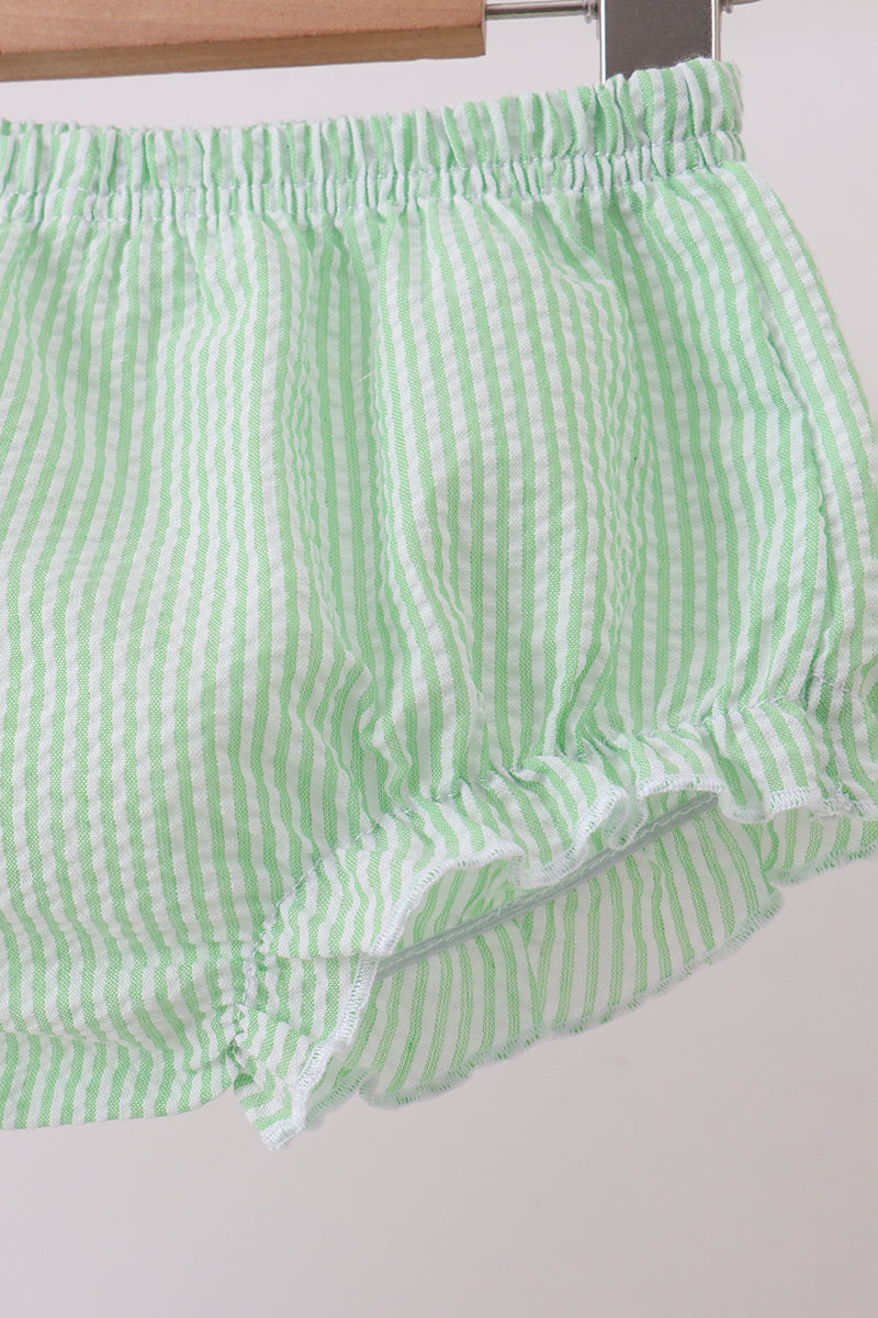 Pink stripe watermelon embroidery seersucker bloomer set - Aaria Tees Aaria Tees