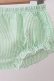 Pink stripe watermelon embroidery seersucker bloomer set - Aaria Tees Aaria Tees