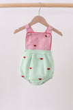 Red stripe watermelon embroidery seersucker bubble - Aaria Tees Aaria Tees