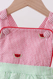 Red stripe watermelon embroidery seersucker bubble - Aaria Tees Aaria Tees
