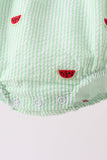 Red stripe watermelon embroidery seersucker bubble - Aaria Tees Aaria Tees