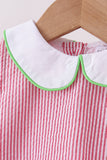 Red stripe watermelon embroidery seersucker bloomer set - Aaria Tees Aaria Tees