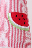 Red stripe watermelon embroidery seersucker bloomer set - Aaria Tees Aaria Tees