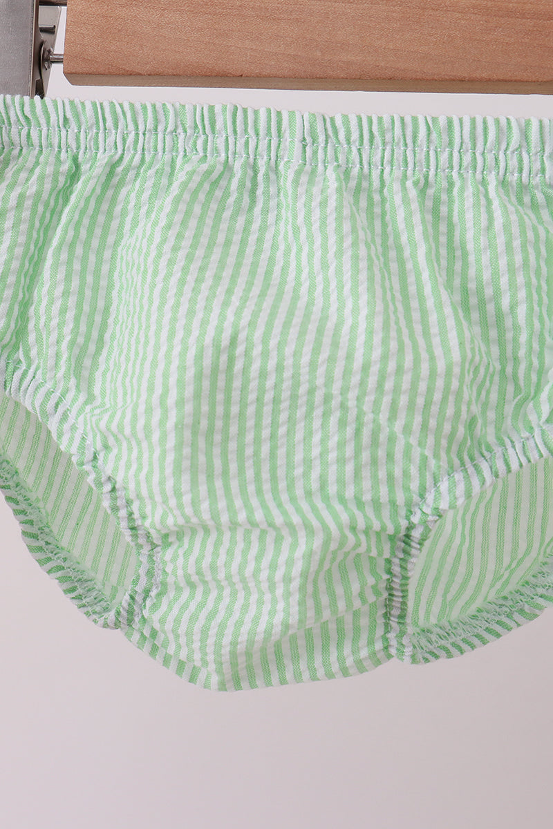 Red stripe watermelon embroidery seersucker bloomer set - Aaria Tees Aaria Tees