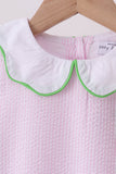 Pink stripe watermelon embroidery seersucker dress - Aaria Tees Aaria Tees