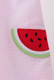 Pink stripe watermelon embroidery seersucker dress - Aaria Tees Aaria Tees