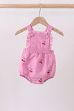 Pink cherry gingham ruffle bubble - Aaria Tees Aaria Tees