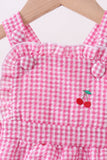 Pink cherry gingham ruffle bubble - Aaria Tees Aaria Tees