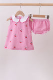 Pink cherry gingham bloomer set - Aaria Tees Aaria Tees